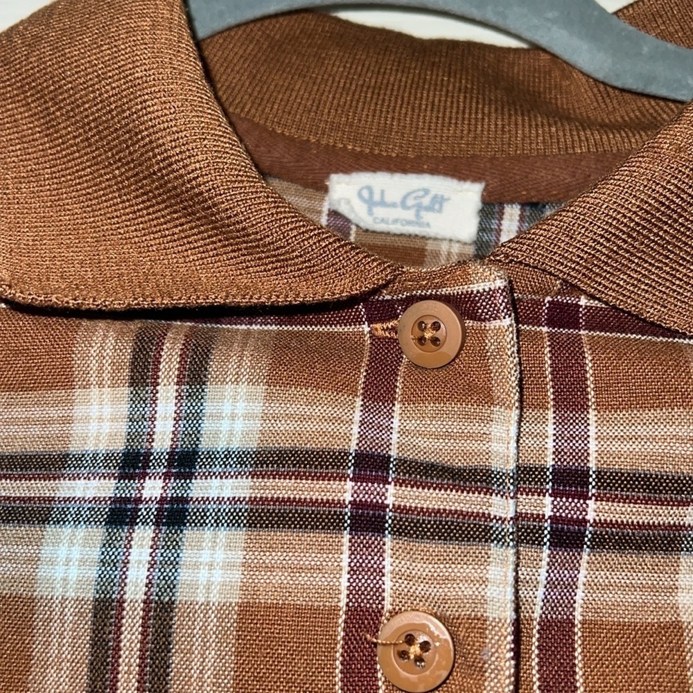 John Galt (Brandy Melville Sub-brand)Brown Plaid Short Sleeve Button Up Shirt - Picture 5 of 8